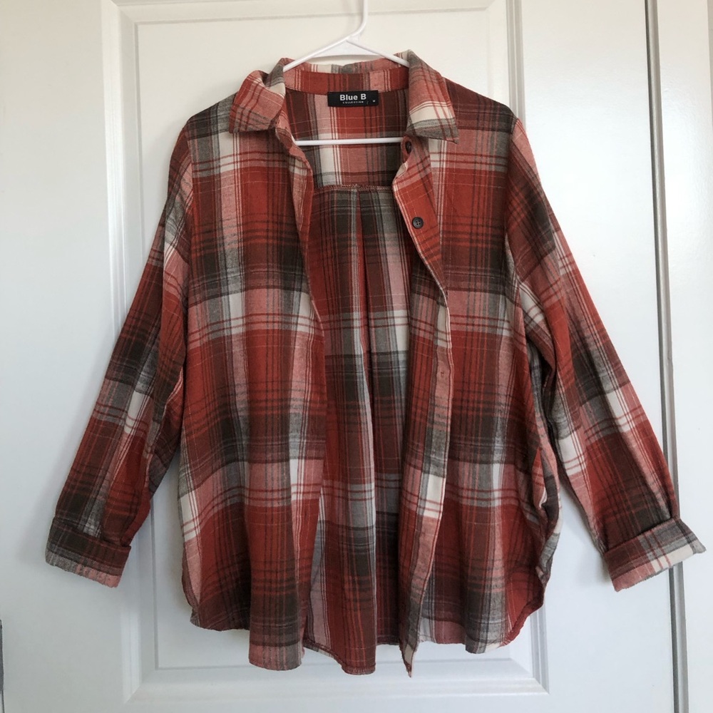 Blue B oversized flannel